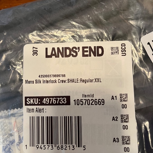 Lands End 100% Silk, CrewNeck Baselayer, XXL Black NWT - Picture 4 of 5